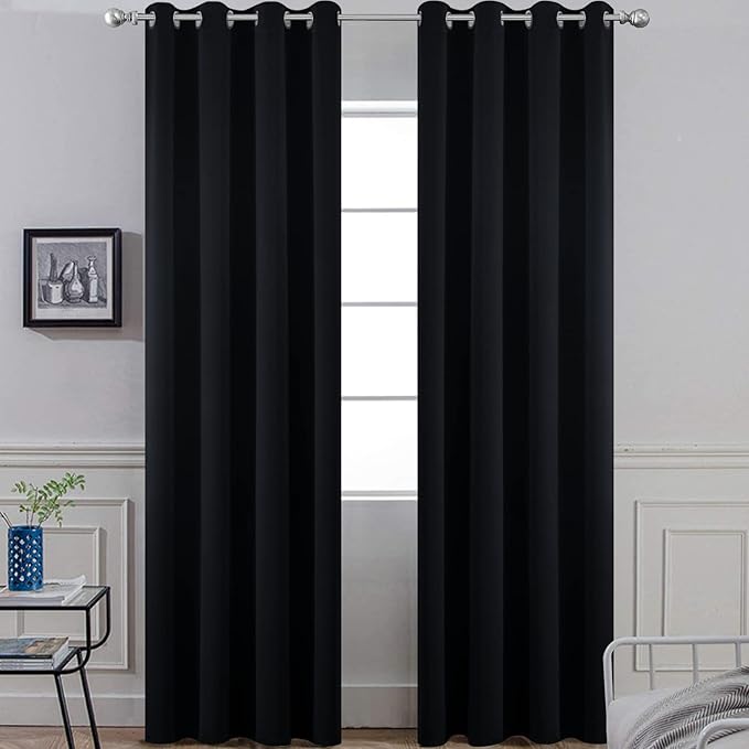 Yakamok Room Darkening Curtains 52x84 inch Length Black-Living Room | 2 panels by Yakamok