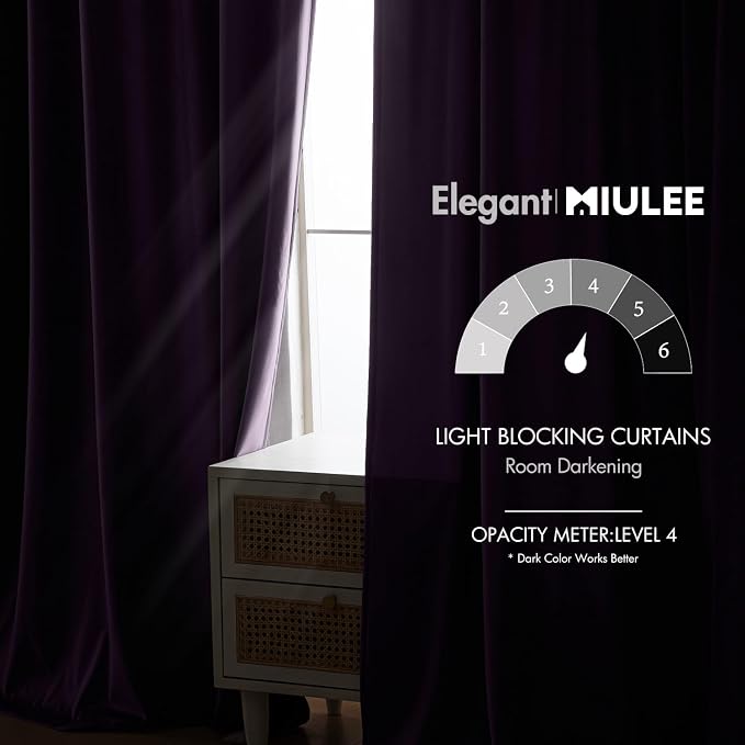 MIULEE Purple Velvet Curtains 52x96 inches Luxury Blackout Curtains | Thermal - Image 5