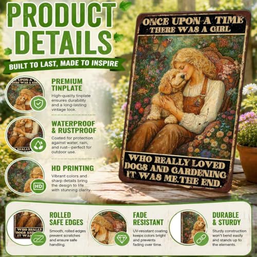 Funny Garden Decor Gardening Sign There was A Girl Who Really Loved Dogs Vintage Metal Tin Sign Wall Decor for Garden Outdoor Yard Farmhouse 8x12 Inch - Image 3