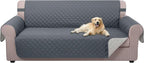 U-NICE HOME 4 Seater Sofa Cover 91''Large Couch Cover, Dark Blue/Light Grey | by U-NICEHOME