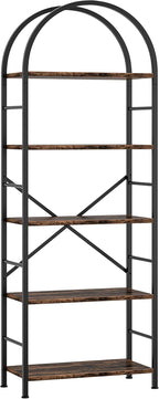 Shintenchi Bookshelf, Arched Bookshelf 5 Tier Bookcase, Tall Shelf - Image 8