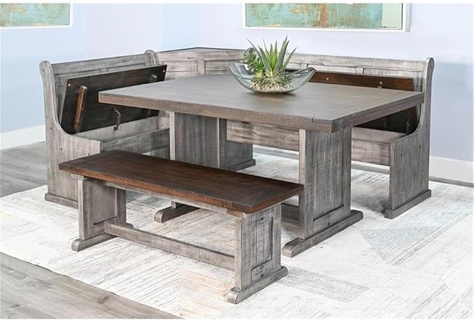 Pemberly Row 3-Piece Traditional Solid Wood Breakfast Nook Set - Image 6