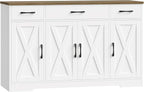 HOSTACK Buffet Cabinet with Drawers, Modern Farmhouse Coffee Bar Station Wood by HOSTACK