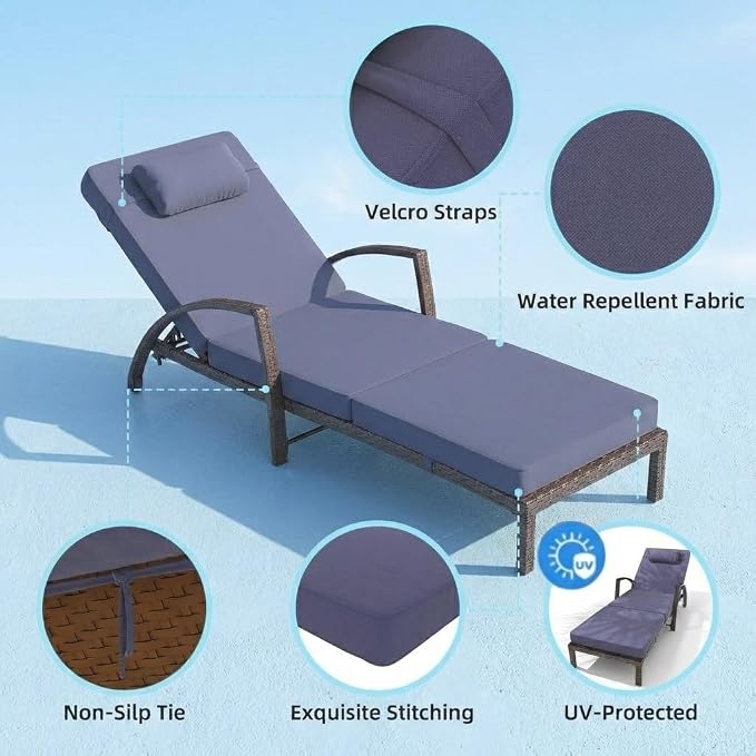 GarveeLife Outdoor Wicker Chaise Lounge Chair - Image 4