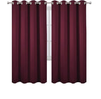 Blackout Curtains 66 x 72 Inch Long Burgundy Red Curtains Set of 2 Panels Room - Image 2