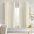 MIULEE Beige White Back Tab Blackout Curtains 52x63 Inches Long 2 Panel Set | by MIULEE
