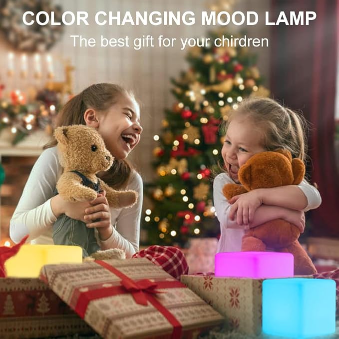 6-in LED Cube Night Light, Rechargeable LED Light Cube w/Remote, Dimmable 16 - Image 6