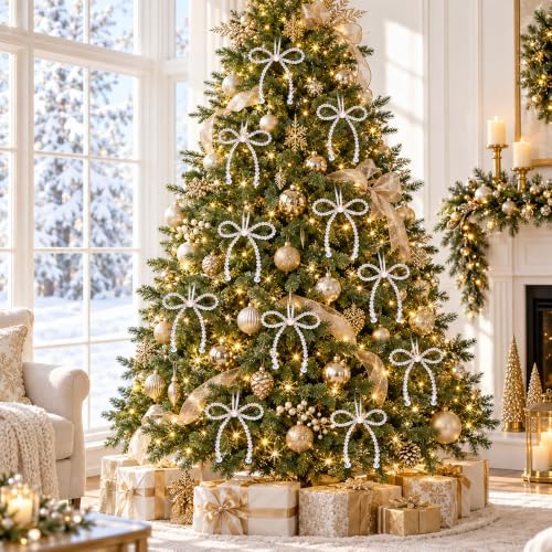 DIYDEC 18PCS Large Christmas Pearl Bow Ornament 7in Tree Topper Decor - Image 7