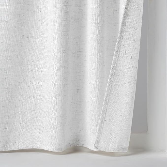 MIULEE Bleached Linen Kitchen Curtain 30 Inches Length 2 Panels Farmhouse | - Image 7