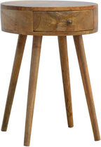 Nordic Inspired Circular Bedside Table 1 Drawer Oak Wood - Image 5