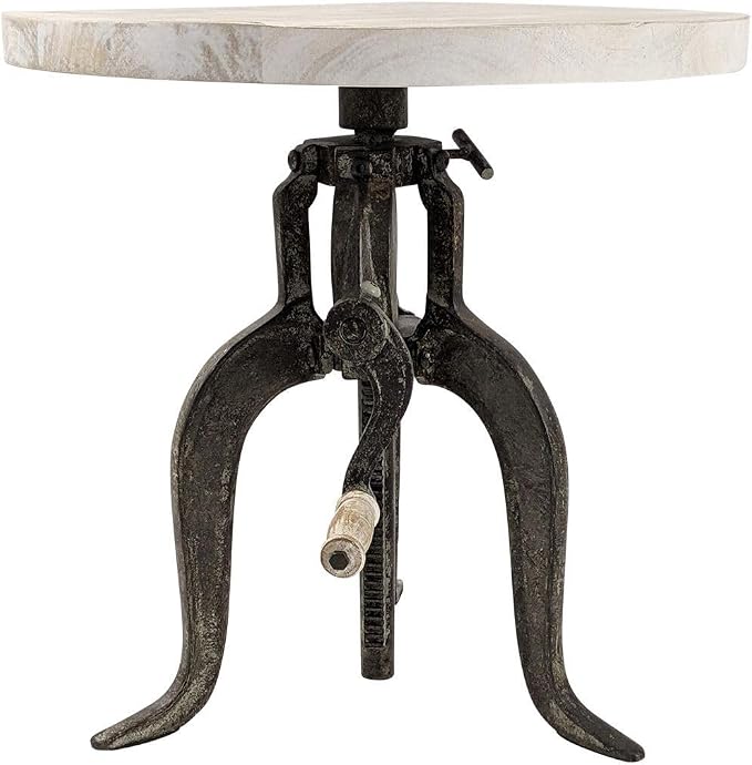 Carolina Chair & Table Adjustable Hand Crank 18" Wooden Top Rustic Side Table - Image 7