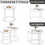 aboxoo White Nesting Glass Table Set of 2, Small Glass Round Nesting Tables - Image 5