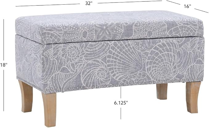 Linon Stone Upholstered Storage Stephanie Ottoman - Image 3