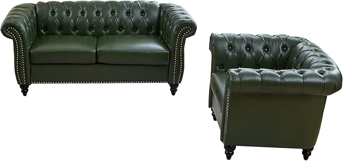 QHITTY 2 Piece Living Room Set, Sectional Chesterfield Sofa Chair Contemporary - Image 9