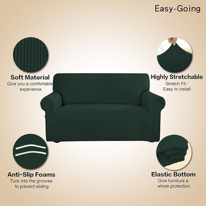 Easy-Going Stretch 4 Seater Oversized Sofa Couch Cover Dark Green | 1-Piece - Image 4