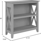 Bush Home Key West Small 2 Shelf Bookcase in Cape Cod Gray, Compact Home - Image 3