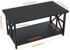 GreenForest Coffee Table with Round Corner, Farmhouse Center Table with 2-Tier - Image 3