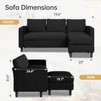 JAMFLY Couches for Living Room, 3-Seat Reversible Sectional Sofa - Image 2