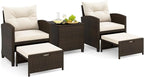 Tangkula 5 Pieces Patio Conversation Set, PE Wicker Outdoor Furniture Set by TANGKULA