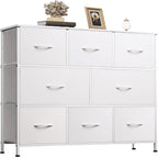 WLIVE 8 Drawer Dresser for Bedroom, Fabric White Dresser by WLIVE