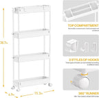 SPACELEAD Slim Storage Cart 4 Tier, Bathroom Organizer Rolling Utility - Image 3
