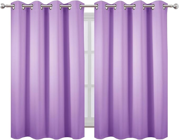 Blackout Curtains 66 x 54 Inch Long Lavender Curtains Set of 2 Panels Room - Image 2