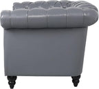 LEVNARY Leather Upholstered Armchair, Mid-Century Modern Single Sofa Chair - Image 4