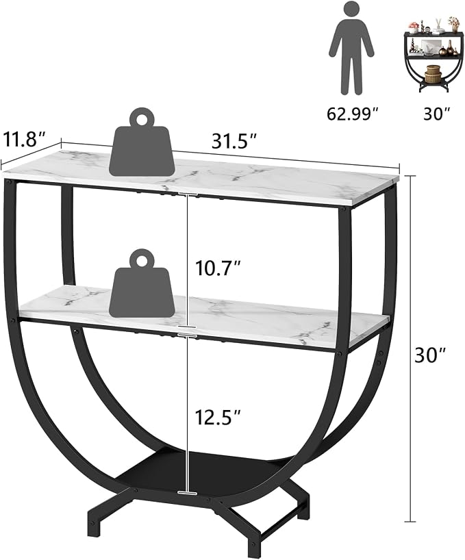 GILLAS 3 Tier Console Tables, Sofa Table Behind Couch Table, Industrial - Image 2