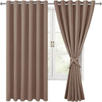 Blackout Curtains for Bedroom, Cappuccino, 70 x 63 Inches, 2 Panels | Thermal by Hiasan