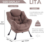 LITA Lazy Chair with Armrests and Side Pocket, Modern Upholstered Accent - Image 3