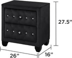 Sophia Modern Style Crystal Tufted 2-Drawer Nightstand Upholstered - Image 3