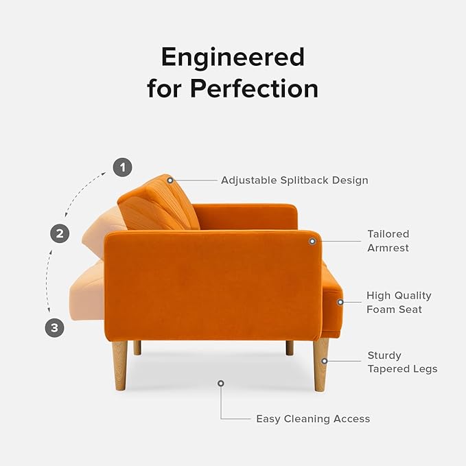 mopio 76.4" Futon Sofa Bed, Sleeper Sofa, Mid Century Modern Futon Couch - Image 4