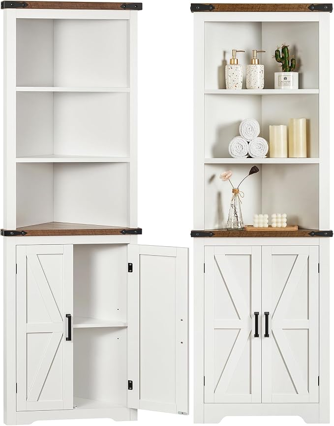 TEENFON Farmhouse Corner Cabinet, Bathroom Cabinet by TEENFON