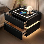 Modern Smart Nightstand with Wireless Charging with LED Sensor Light, Smart by QHRAY