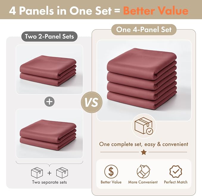 MIULEE 4-Panel 36 Inch Blackout Kitchen Tier Curtains Over Sink Dusty Rose | - Image 8