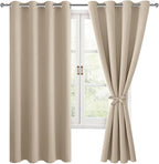 Blackout Curtains for Bedroom, 52 x 63 Inches Length Taupe 2 Panels | Thermal by Hiasan