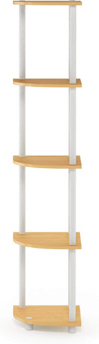 Furinno TURN-N-TUBE Corner Shelf, 5-Tier Corner Bookshelf, Open Storage Shelves - Image 10