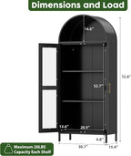 73" Black Metal Arched Display Cabinet - Image 3