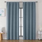 Simplebrand Ava Stone Blue Blackout Curtains by Simplebrand