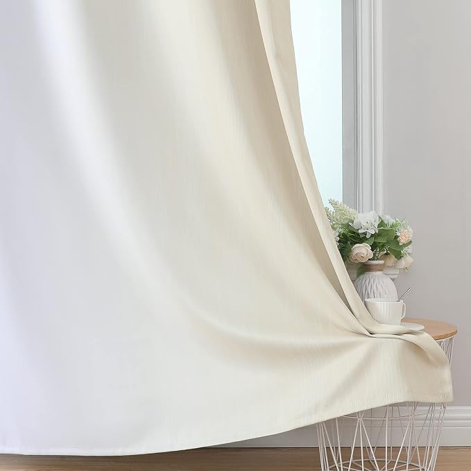Beige and Greyish White Ombre Blackout Curtains Living Room 72 Inches Long | - Image 6