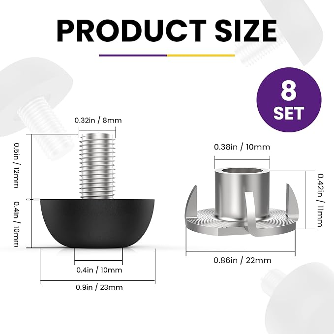 M8 Adjustable Furniture Leg, 304 Stainless Steel Furniture Feet, 8mm x 1.25 - Image 3