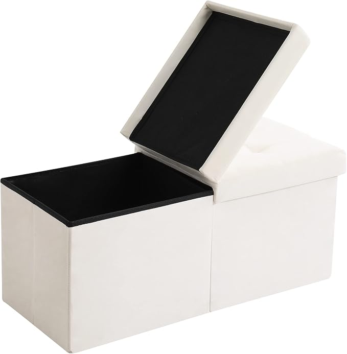 Storage Ottoman Bench Foldable Seat Footrest Shoe Bench End of Bed Storage - Image 8