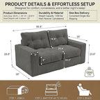 69" Corduroy Loveseat Sofa in a Box, High-Density Foam Couch, No Assembly - Image 2