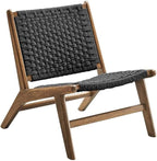 Modway Saoirse Woven Rope Wood Accent Lounge Chair in Walnut Black by Modway