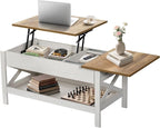 Lift Top Coffee Table with Storage, Small Coffee Table with Hidden Compartment by TimelessWarmth