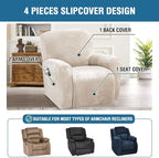 H.VERSAILTEX Velvet Stretch Recliner Couch Covers 4-Pieces Style Recliner Chair - Image 2