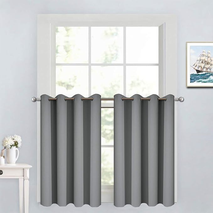 Yakamok Grey Room Darkening Window Curtains 52x36 Inch by Yakamok