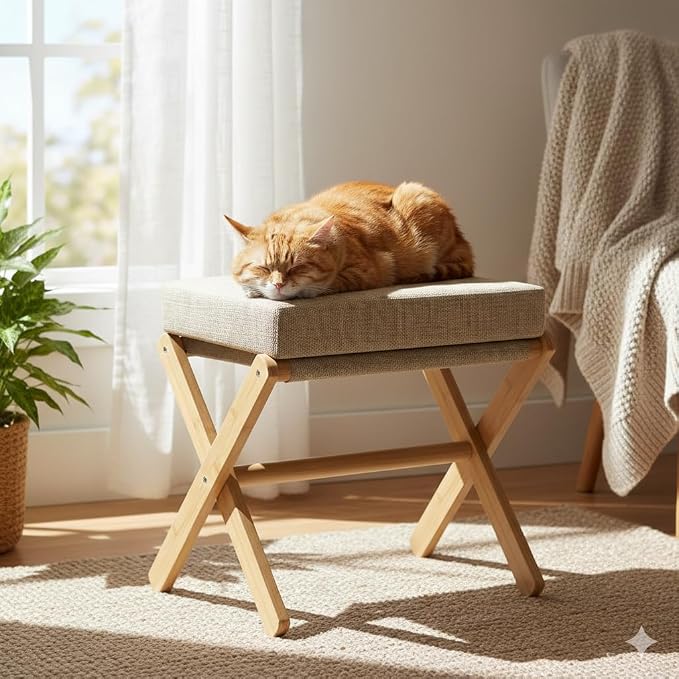 BAMBOOHOMIE Foldable Foot Stool Ottoman, Modern Foot Rest - Image 8