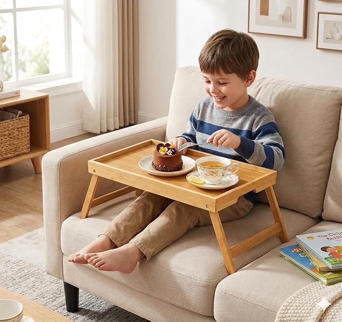 Bamboo Bed Tray Table with Foldable Legs, Breakfast Tray - Image 6