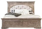 Pemberly Row Solid Wood Queen Panel Bed, Driftwood Gray Finish, Upholstered - Image 3